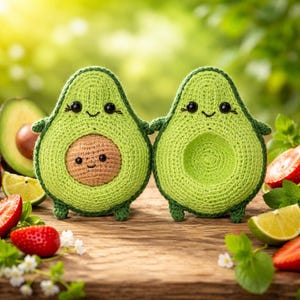 Avocado Häkelanleitung PDF | Amigurumi Avocado Spielzeug | einfach & süß häkeln Lebensmittel Muster | Digitaler Download