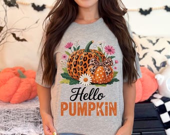 Boho Leopard Pumpkin PNG, Floral Autumn Design (Digital Download)