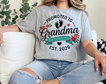 Promoted to Grandma 2026 PNG – Baby Announcement, New Grandma Design (Digital Download)
