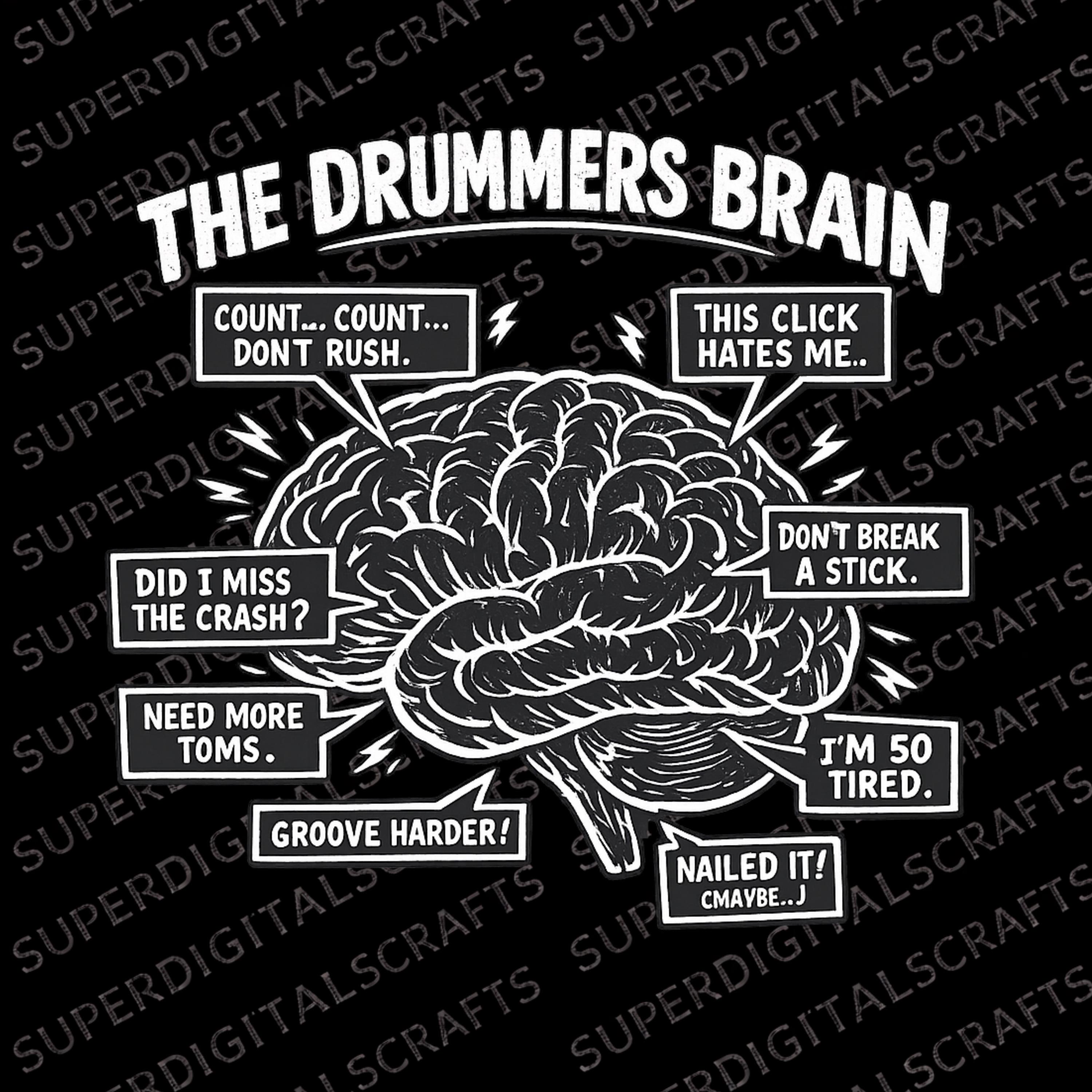 Funny Drummer Brain PNG, Percussion Humor Rhythm Diagram Shirt Design ...