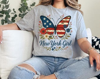 Camiseta con mariposa y bandera estadounidense, orgullo patriótico de EE. UU.