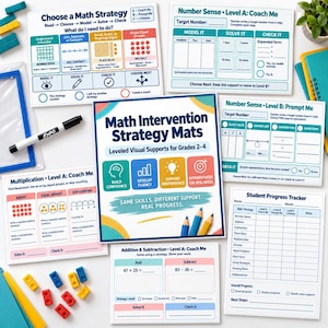 Math Intervention Strategy Mats & Student Independence Toolkit, Grades 2–4 Small Groups, Math Support Printable