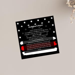 de prière de pompier | Imprimable Red Line Hommage | Cadeau chrétien pour premiers intervenants | Téléchargement numérique | Mini-carte instantanée