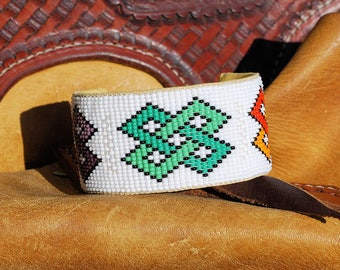 Celtic knot design 3 knots Bead Woven On Loom Cuff Bracelet