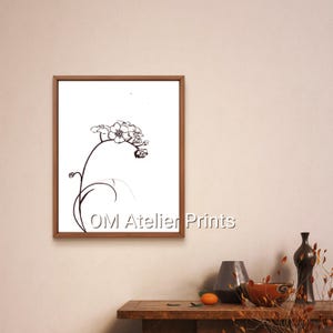 Impresión de arte lineal de Nomeolvides: Ilustración floral minimalista (Descarga digital)