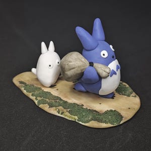 Running Totoro figure made with polymer clay | Iconic scene from My neighbor Totoro a Ghibli film | House decorations | Totoro figure
