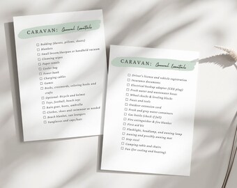 Lista de equipaje para autocaravana (PDF): lista imprimible para viajes en autocaravana y caravana; organizador de artículos esenciales de viaje; planificador de acampada familiar.