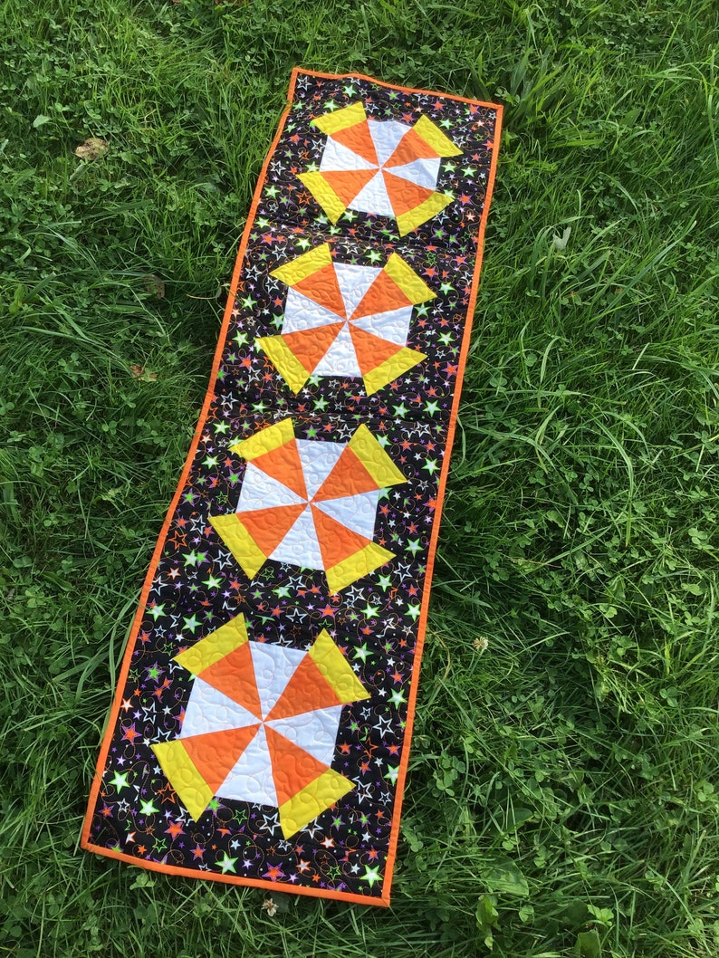 Candy Corn Halloween Table Runner Quilt: Glow in the Dark Stars - Etsy