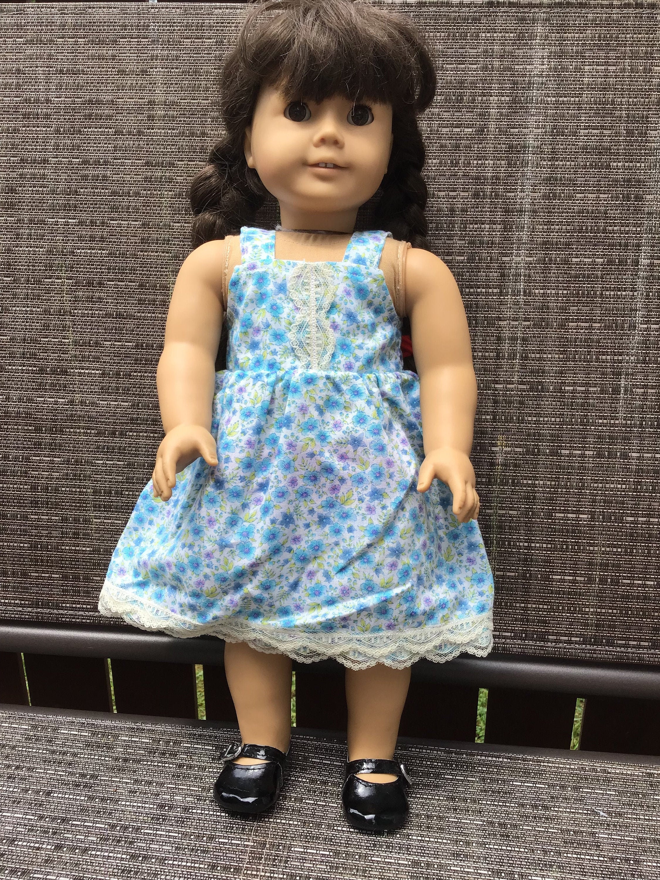 Blue Flower Print Dress for 18 inch Doll Blue Flower Print Dress for 18 inch Doll
