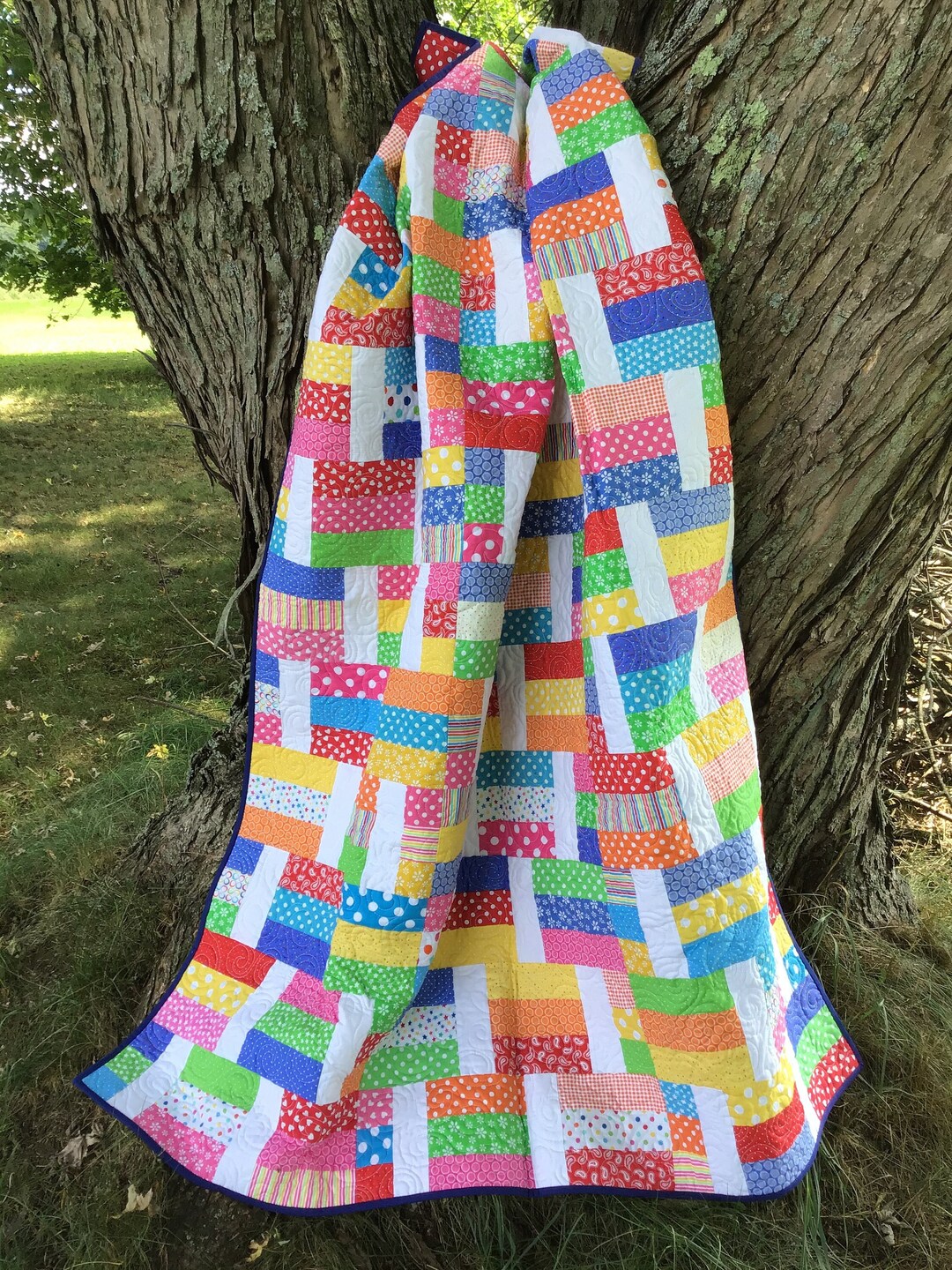 Rainbow Throw Quilt – Modern Colorful Patchwork, Cotton Lap Quilt ...