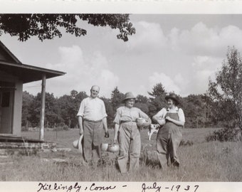 Vintage Photo - Farmer Family -Killingly Connecticut - 1930s Original Found Photograph - Black & White Snapshot - Large Photo