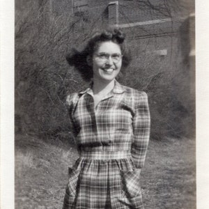 Vintage Photo -  Happy Young Woman - 1950s Original Found Photo - Black & White - Snapshot- Junk Journal - Collage
