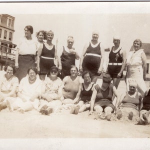 Vintage Photo - Women on the Beach - All Shapes and Ages - 1920s Original Found Photograph - 15 Women - Black & White Snapshot