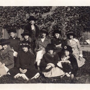 Vintage Photo - School Girls in Hats - 1920s Original Found Photo - Black & White - Snapshot