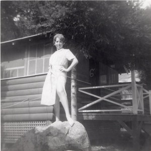 Vintage Photo - Woman Showing Off Legs - 1950s Original Found Photo - Black & White Snapshot