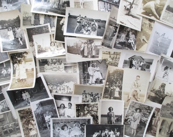 Vintage Photo Mixed Lot - 50 Black & White Photos - 1910s through 1950s - Mixed Media, Collage, Junk Journals, Scrapbooking