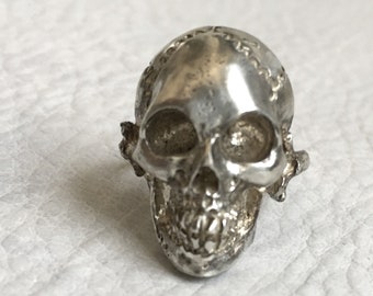 Silver skull ring Snake Bone Band Macabre Jewelry Oxidized Optional size 8.5