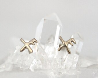 10K White Gold Good Luck Sigil Stud Earrings