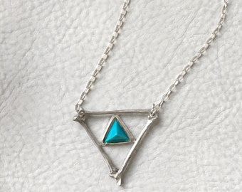 Sterling Silver Bone Triangle Pendant Custom Pyramid stone Handmade Taxidermy Jewelry Smokey Quartz Amethyst Turquoise Rat Snake Necklace