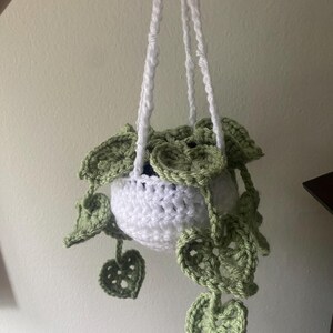 crochet string of hearts hanging plant