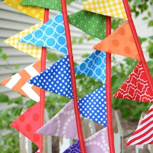 READY to SHIP! Mini/Large Flag Reusable Fabric Bunting, Banner Flags, Photography Prop, Birthday Party Decor, High Chair Decoration, Rainbow