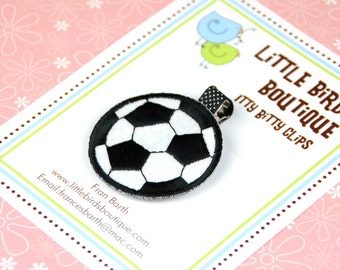 BUY 4 GET 1 FREE- Baby Toddler Hair Clip Soccer Ball Sport Game Girl Black and White