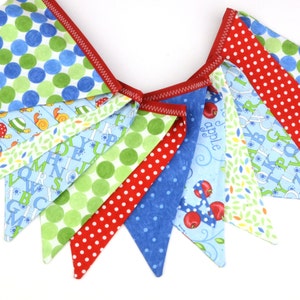 READY to SHIP Fabric Bunting, Banner, Pennant, Flag, Photo Prop, Decoration, Love U, Moda, Turtles, Red, Blue, Green, Unisex, Primary image 1