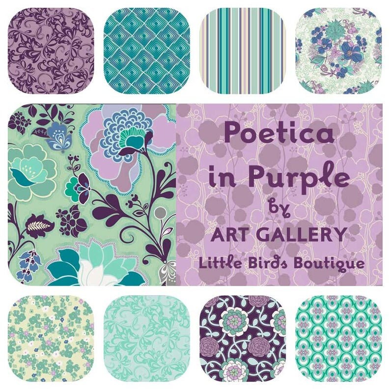 Fabric Bunting, Banner, Pennant, Flag, Photo Prop, Decoration Mod, Floral Poetica ,Sea Foam, Lavender, Lilac, Purple, Turquoise, Teal, Girls image 1