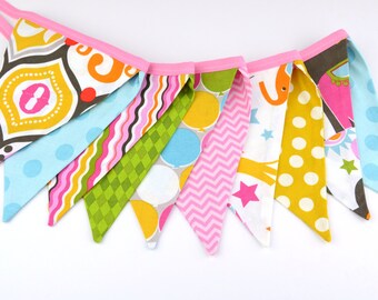 Eco-Friendly Fabric Bunting, Banner, Pennant, Flag, Photo Prop, Decoration in Bailey Under the Big Top Circus by Maude Asbury Blend Fabrics