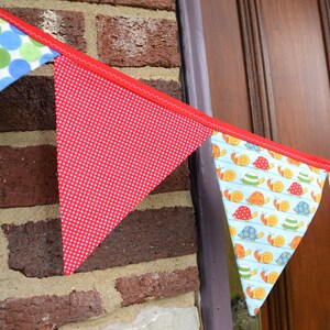 READY to SHIP Fabric Bunting, Banner, Pennant, Flag, Photo Prop, Decoration, Love U, Moda, Turtles, Red, Blue, Green, Unisex, Primary image 3