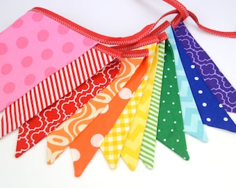 Eco-Friendly Reusable Fabric Bunting, Banner, Pennant, Flag, Garland, Photo Prop, Decoration in Colorful Rainbow Party, Boy, Girl, Unisex