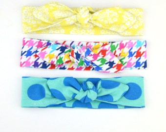 READY TO SHIP! Top Knot Cotton Jersey Headband, Head Wrap, Tie Headband- for all ages