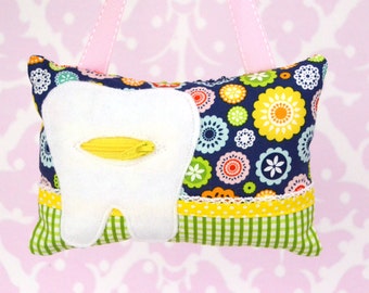 Tooth Fairy Pillow-  Lazy Day Floral Print in Navy Blue by Lori Whitlock For Riley Blake