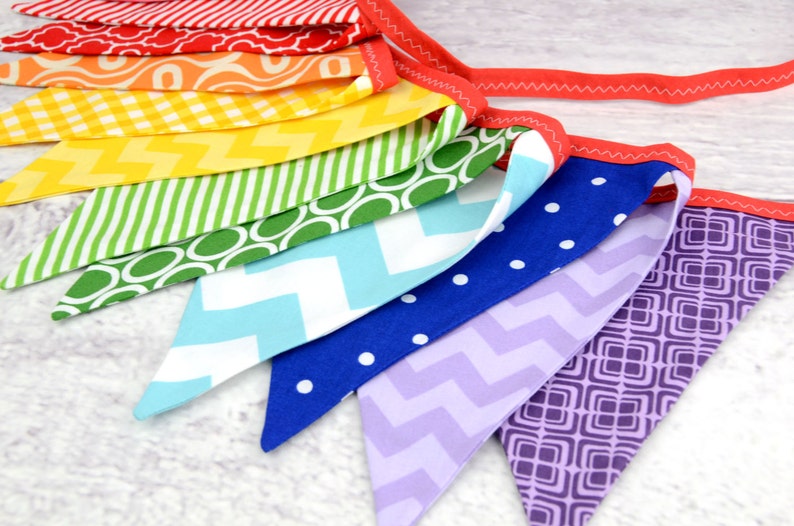 READY to SHIP Reusable Fabric Bunting, Banner, Pennant, Flag, Garland, Photo Prop, Decoration in Rainbow Party immagine 4