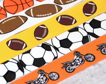 SALE Pacifier Clip Ribbon- YOU CHOOSE Basketball, Football, Soccer, Motorcycle