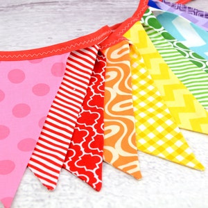 READY to SHIP Reusable Fabric Bunting, Banner, Pennant, Flag, Garland, Photo Prop, Decoration in Rainbow Party immagine 3
