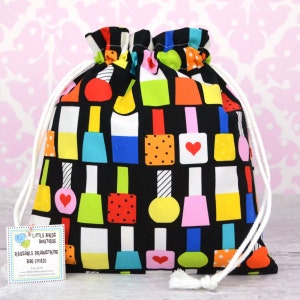 Reusable Drawstring Bag for Toys, Gifts, Crafting, Travel, Storage, Party, Gift, This & That by Ann Kelle, Nail Polish Bottles in Primary
