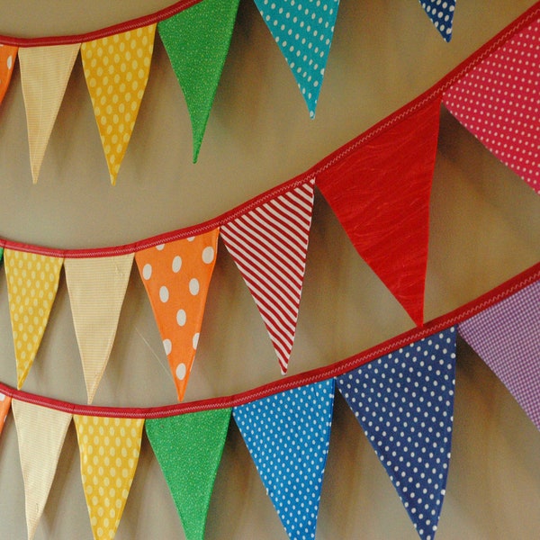 READY to SHIP! Reusable Fabric Bunting, Banner, Pennant, Flag, Garland, Photo Prop, Decoration in Rainbow Party