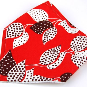 READY to SHIP! Modern Bandana Bib in Flea Market Fancy Leaf and Dot in Red by Denyse Schmidt