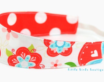 Reversible Headband- Children Toddler Riley Blake Sugar and Spice Floral and Polka Dot