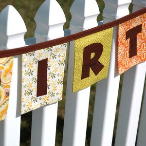 Reusable Fabric Bunting, Banner Flags, Pennant, Garland, Photography Prop, Fall Decoration, Birthday Party Decor Orange Brown image 4