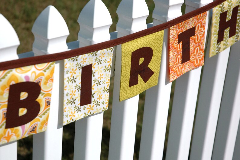 Reusable Fabric Bunting, Banner Flags, Pennant, Garland, Photography Prop, Fall Decoration, Birthday Party Decor Orange Brown image 4