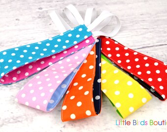 Set of 5 Reversible Headband- Children Toddler in 10 Different Polka Dot Colors