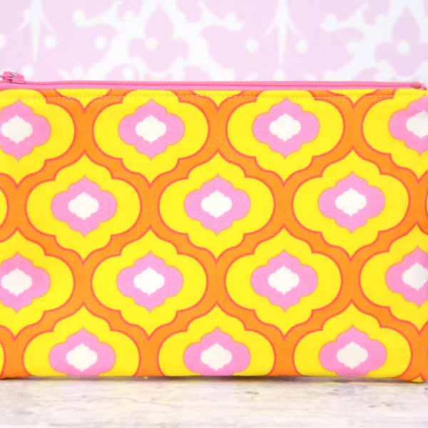 READY to SHIP! Zipper Pouch, Coin Purse, Card Case, Clutch, Pink, Yellow, Geometric, Pretty LIttle Things, Wedding, Easter Gift