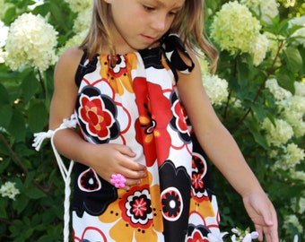 READY to SHIP! Pillowcase Dress, Alexander Henry, Black, Red, Yellow, Kleo, Mod