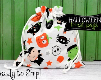 HALLOWEEN Trick or Treat Candy or Party Favor Bag in White Boo Scatter from Boo to You by Riley Blake Designs