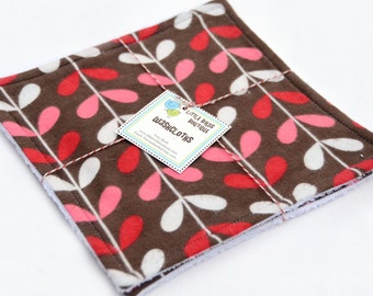 READY to SHIP! Washcloth or Cloth Wipes with Soft Terrycloth -Set of 2 in Mod, Scandinavian Pink, White Brown