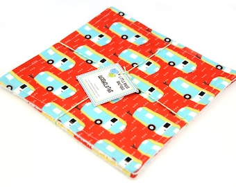 Eco Friendly Washcloth or Cloth Wipes with Soft Terrycloth -Set of 2 in Vintage Style Red Aqua RV Campers from Roughing It