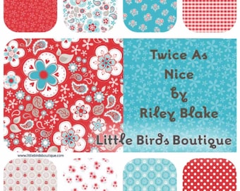 READY TO SHIP!  Fabric Bunting, Banner, Pennant, Flag, Garland, Photo Prop, Decoration in  Riley Blake Twice as Nice Red White Turquoise
