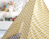 Child Toddler Kid's Play Teepee/Tent Hideaway in Zig Zag Chevron Ash Corn Yellow White